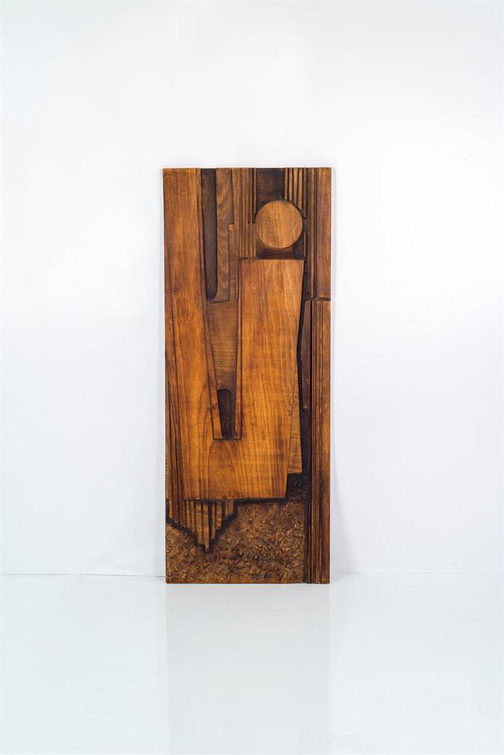 PRODUZIONE ITALIANA: Pannello in legno scolpito. Anni '60 cm 175x70