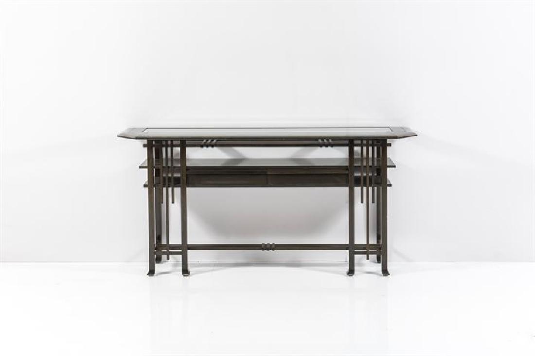 ASNAGO POZZI UMBERTO_x000D_ Console serie Gallery: Legno verniciato, piano in vetro.Prod. Giorgetticm 89x184x43
