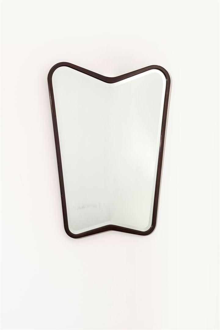 PRODUZIONE ITALIANA: Specchiera con cornice in legno ebanizzato. Anni '40 cm 114x82