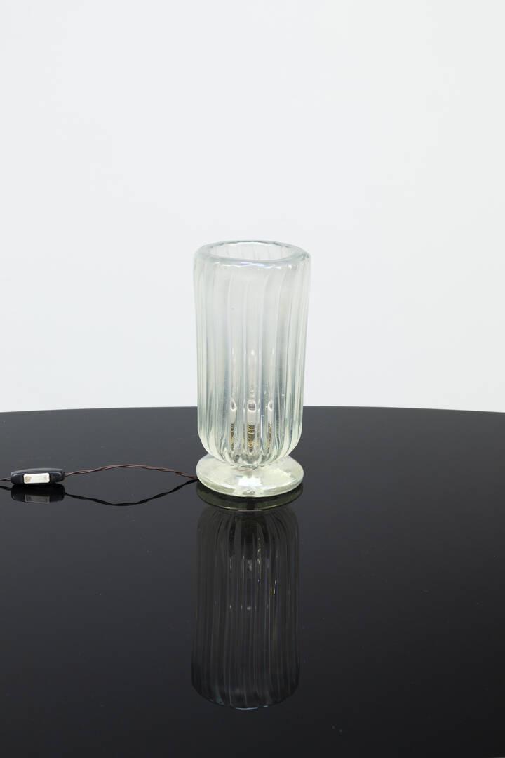 BAROVIER & TOSO: BAROVIER & TOSO Vaso lampada in vetro costolato. Anni '50 Etichetta del Produttore h cm 28,5