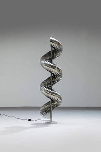 HENRI MATHIEU: HENRI MATHIEULampada da terra a spiraleAlluminio spazzolato.Anni '70h cm 150x36