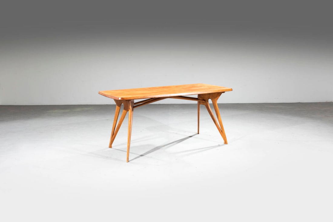 PRODUZIONE ITALIANA: PRODUZIONE ITALIANA Tavolo in legno. Anni ?60 cm 78x170x81 Restauri