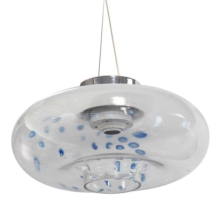 BROTTO ANGELO Lampadario con diffusore decorato con: Prod. Esperia 1965 circadiam cm 45