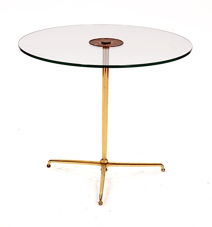 CRISTAL ART Tavolino con base a tripode in ottone,: cm 51x62