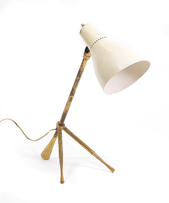 OSTUNI GIUSEPPE Lampada da tavolo ad inclinazione: Prod. Oluce 1950 circa h max cm 36