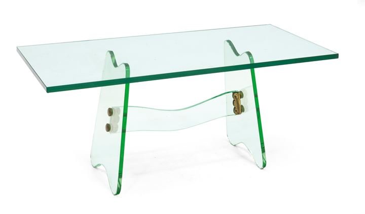 PRODUZIONE ITALIANA Tavolino con piano e supporti in: Anni '40 cm 105x47x45