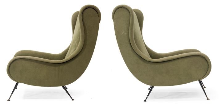 PRODUZIONE ITALIANA Coppia di poltrone in tessuto: Anni '60cm 92x55x76