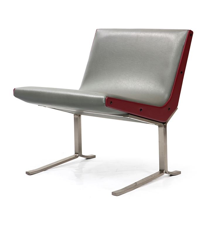 FORMANOVA Poltrona in acciaio con rivestimento in skai: Anni '70cm 66x60x60