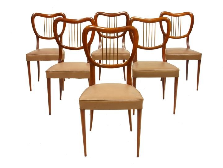 PRODUZIONE ITALIANA Sei sedie in legno e seduta: Anni '50 cm 90x46x43