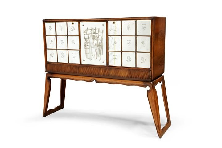 PRODUZIONE ITALIANA Mobile bar con illuminazione: Anni '40 cm 117x130x40