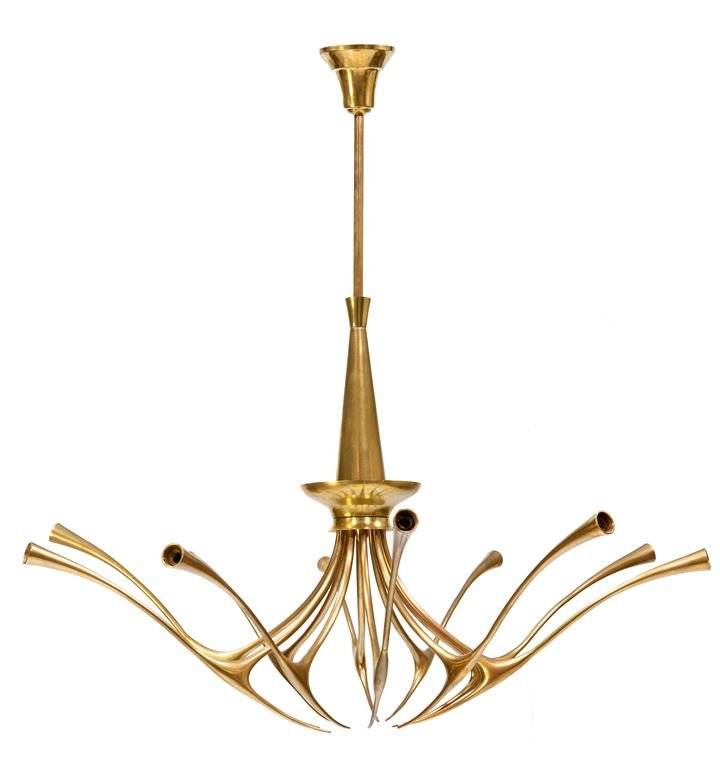 TORLASCO OSCAR 392 Lampada a sospensione in ottone: Prod. Lumi anni '50 cm 80x84