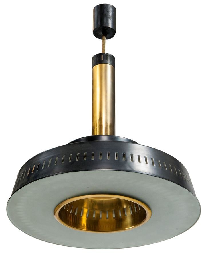 STILNOVO Lampada a sospensione con struttura in metallo: Prod. Stilnovo anni '50 cm 53x44,5