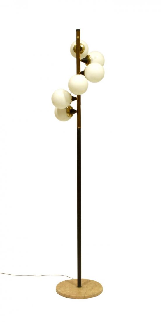 STILNOVO Lampada da terra con fusto in ottone e metallo: Prod. Stilnovo anni '50 h cm 165