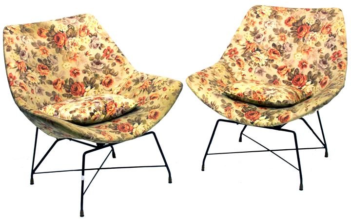 BOZZI AUGUSTO Coppia poltrone in ferro verniciato,: Prod. Saporiti cm 84x88x78