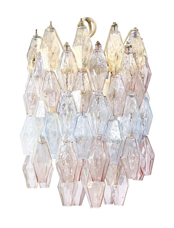 VENINI Lampada a sospensione della serie poliedri in: Prod. venini anni '50cm 60x40Bibl.: Franco Deboni, "Venini Glass", volume I, Allemandi, 2007, pag 68.Anna Venini Diaz de Santillana (a cura di) "Venini catalogo ragionato 1921-1986", Skira, 2000, pag.