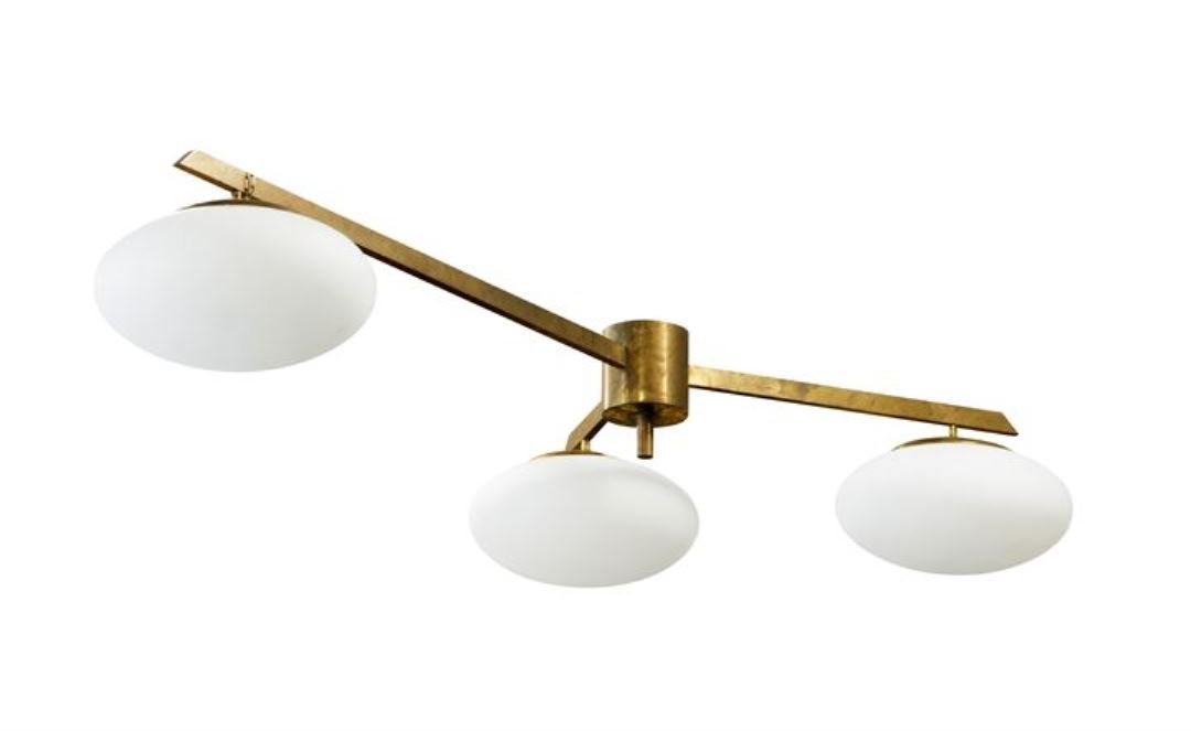 LELLI ANGELO Lampada a sospensione con struttura in: Prod. Arredoluce anni '50lung cm 120