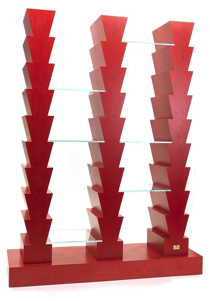 SOTTSASS ETTORE Adesso Però Libreria in legno tinto: Prod. Design Gallery 1992 cm 160x50x210,5 Bibl.: Barbara Radice, Ettore Sottsass, Electa 1993 pag. 217
