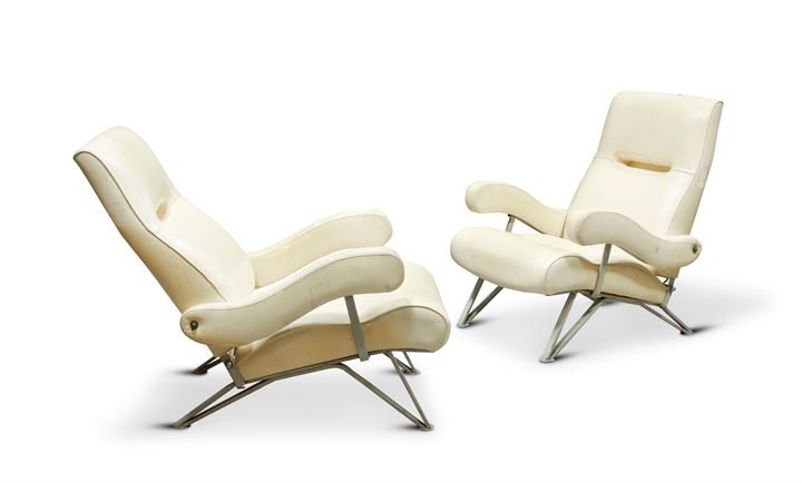 FORMANOVA Coppia di poltrone reclinabili in metallo: Anni '60cm 90x66x70