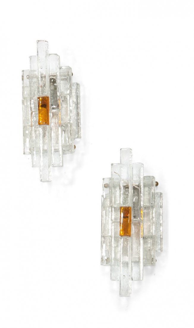 POLIARTE Lotto composto da una lampada a plafone e due: Anni '70 plafone cm 10x22x22 appliques lung cm 27,5