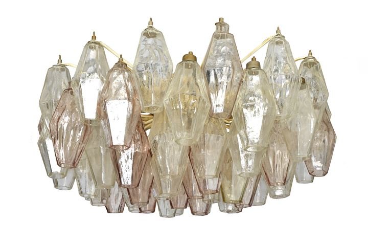 VENINI Lampadario della serie poliedri in vetro: Prod. Venini anni '60diam cm 50Bibl.: Franco Deboni, "Venini Glass", volume I, Allemandi, 2007, pag 68.Anna Venini Diaz de Santillana (a cura di) "Venini catalogo ragionato 1921-1986", Skira, 2000, pa