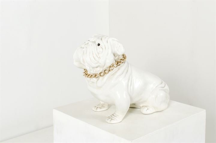 FORNASETTI PIERO_x000D_ Bulldog: Ceramica a colaggio. Prod. Fornasetti anni '70 Etichetta del produttore. h cm 27,5