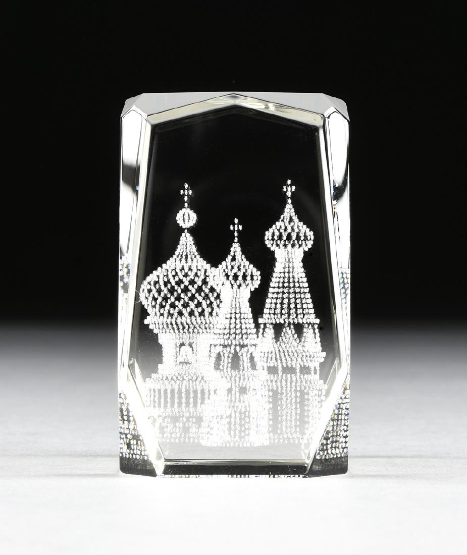 A RUSSIAN CONTROLLED BUBBLE GLASS PAPERWEIGHT, 2OTH (1 of 5)