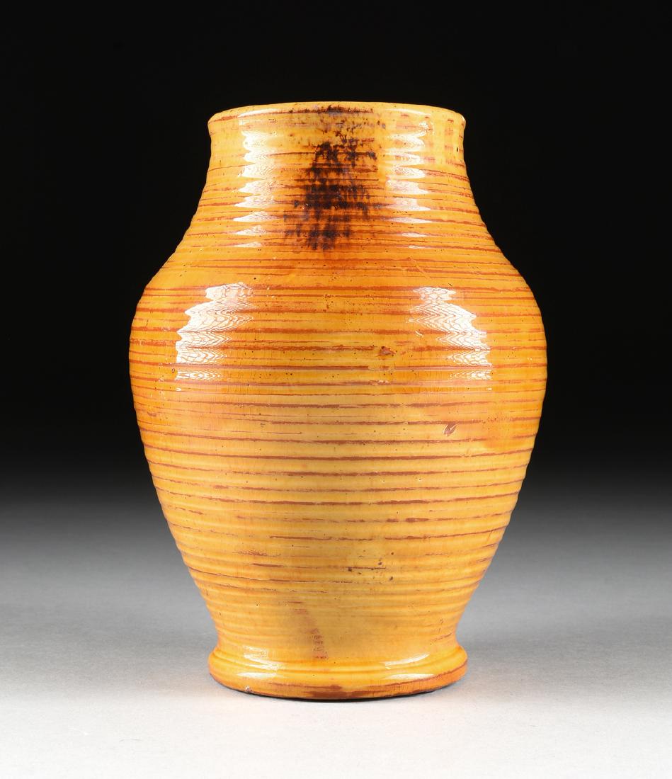 A DANISH HAND THROWN GLAZED EARTHENWARE VASE, DATED (1 of 6)
