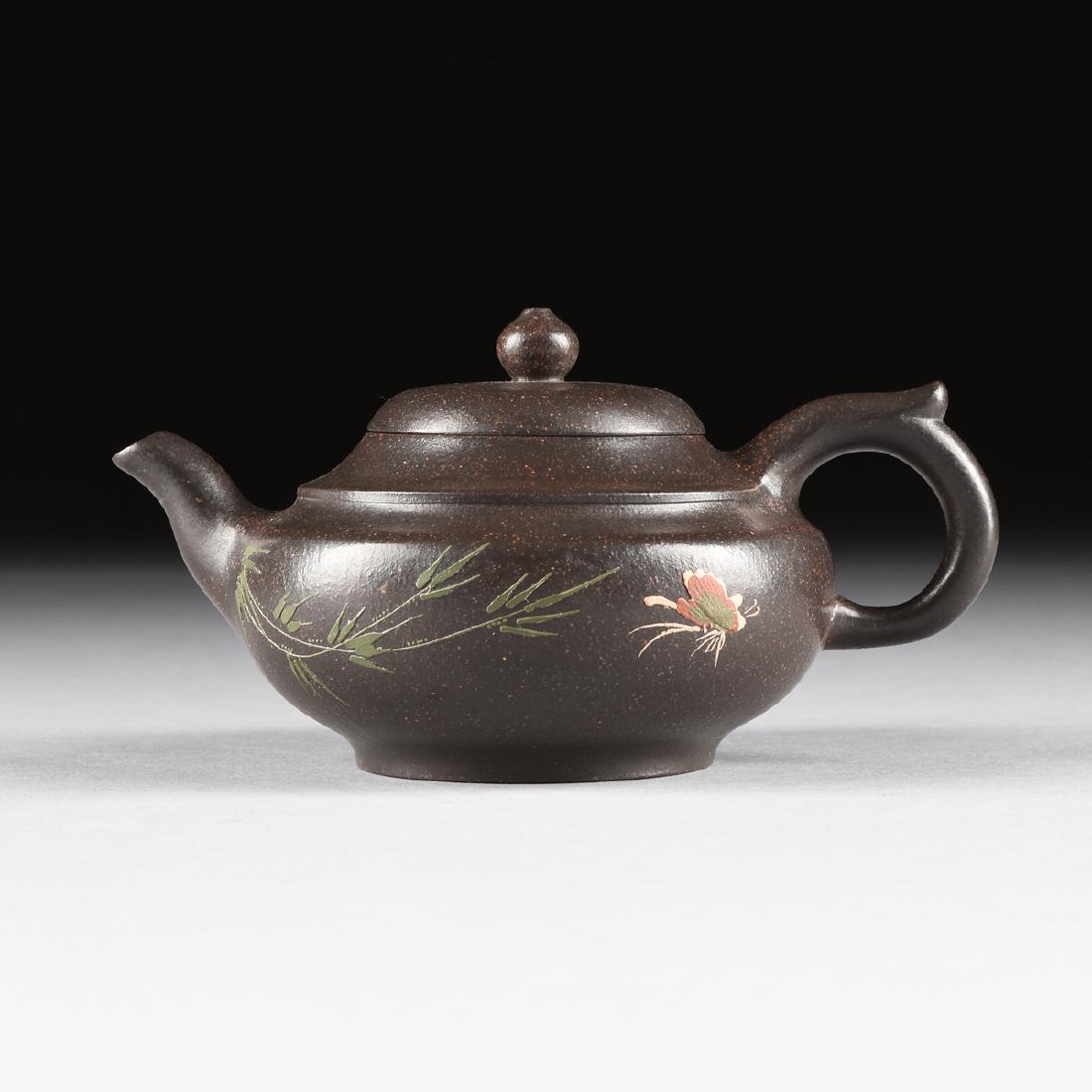 A CHINESE RED STONEWARE TEAPOT, YIXING PROVENCE, (1 of 9)
