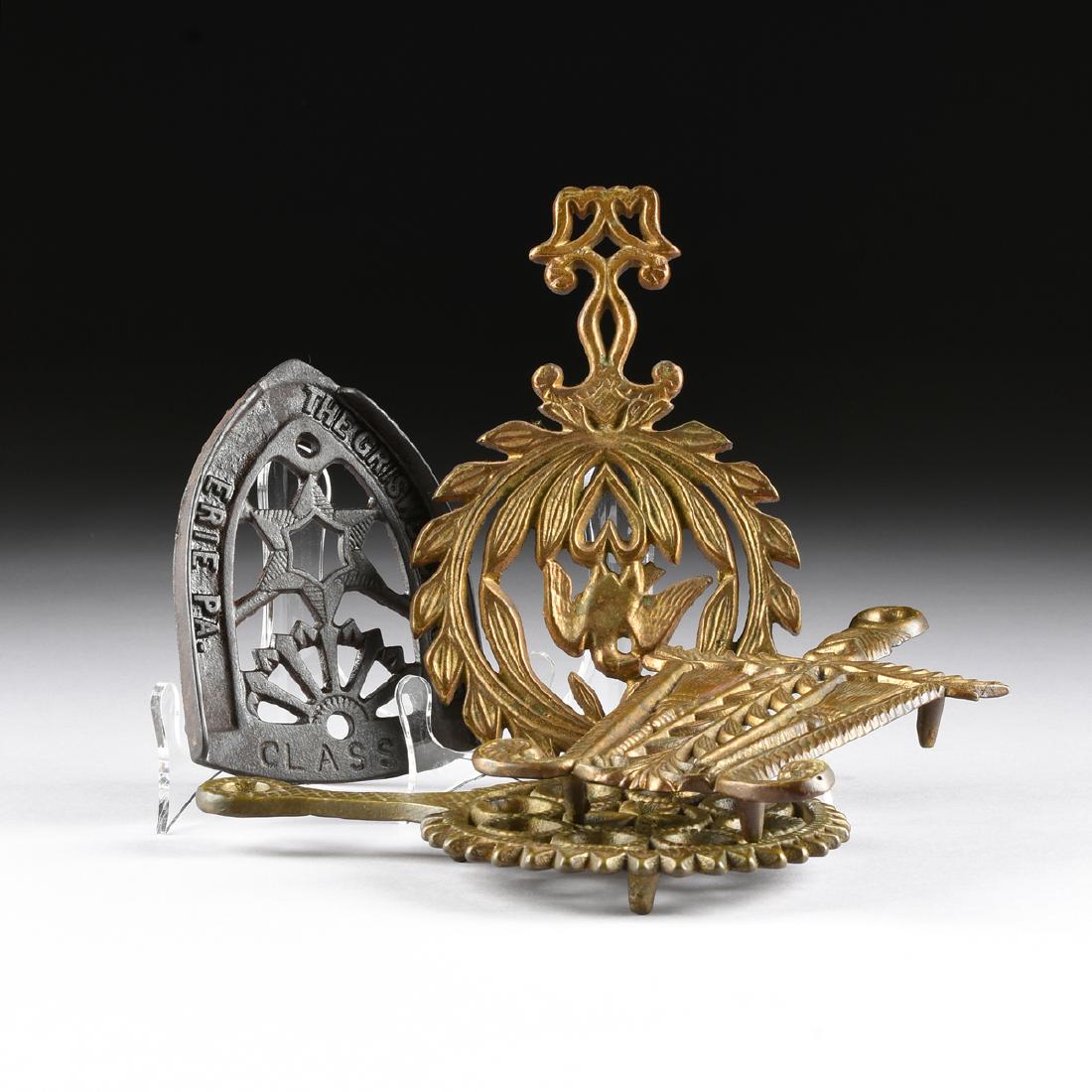 A GROUP OF FOUR AMERICAN GILT BRASS AND CAST IRON (1 of 9)