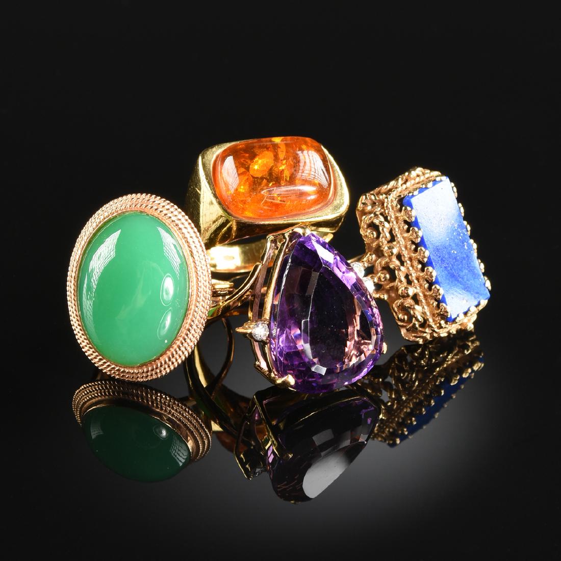 A LOT OF FOUR 14K LADY'S RINGS, (1 of 9)