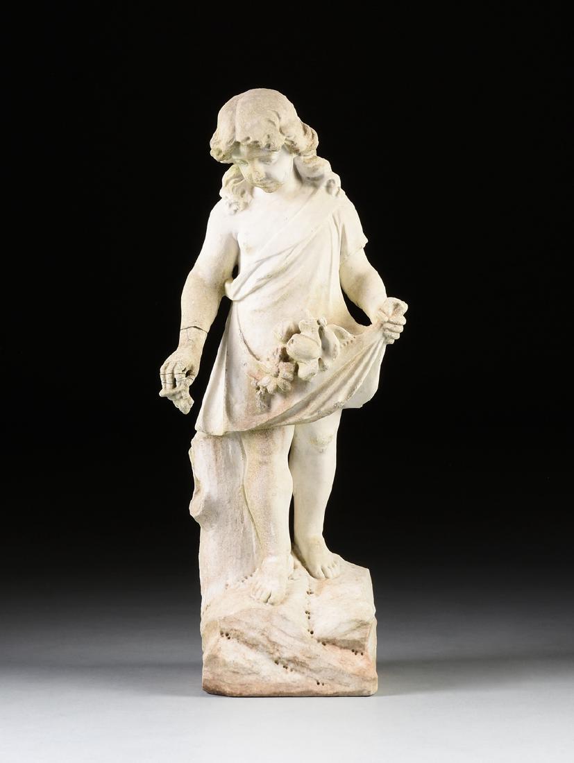 A WHITE MARBLE STATUE MODELED AS A GIRL GATHERING (1 of 10)