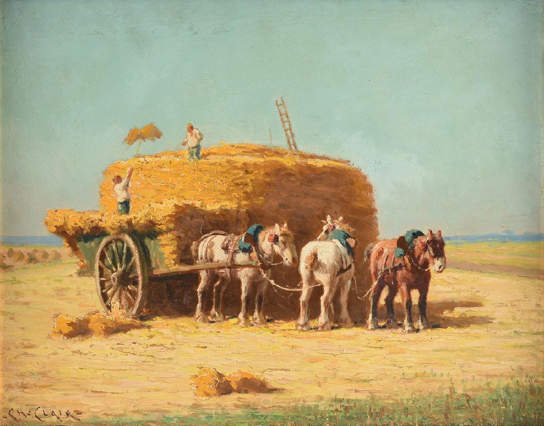 CHARLES CLAIR (French 1860-1930) A PAINTING, "Loading (1 of 10)