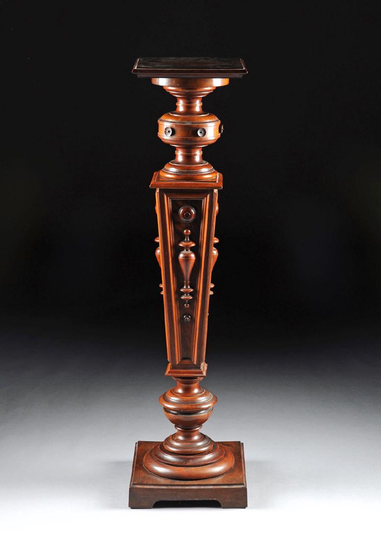 A VICTORIAN EASTLAKE MAHOGANY AND CHERRY WOOD PEDESTAL, (1 of 1)