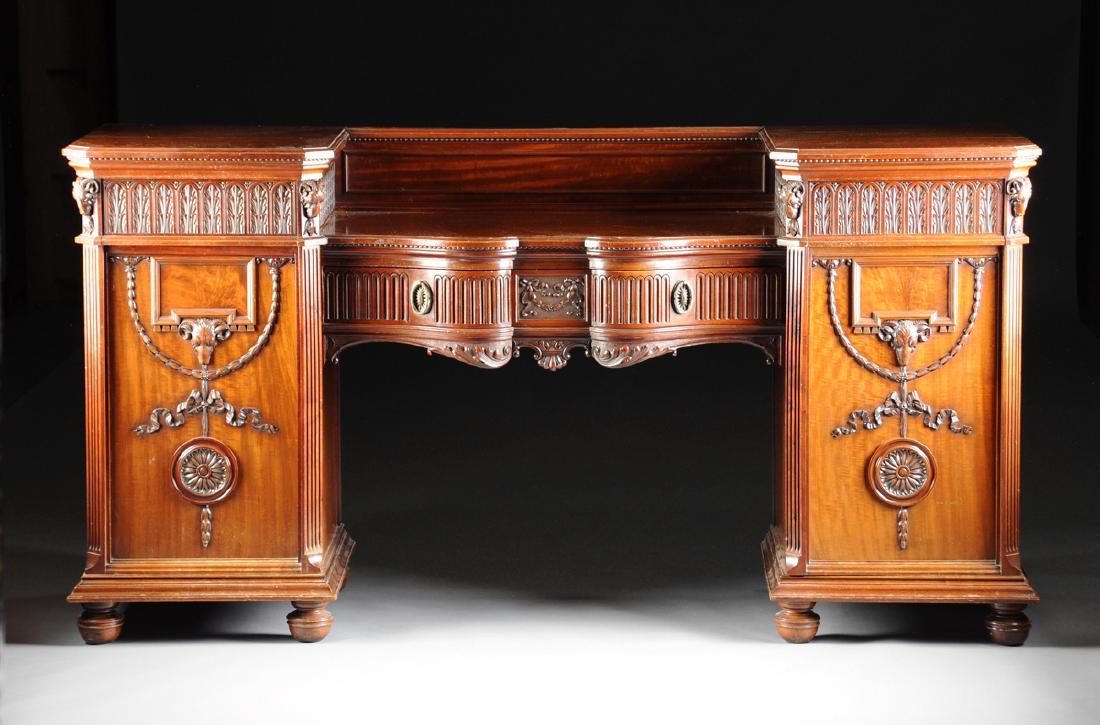 A FINE REGENCY STYLE CARVED MAHOGANY TWO PEDESTAL (1 of 7)