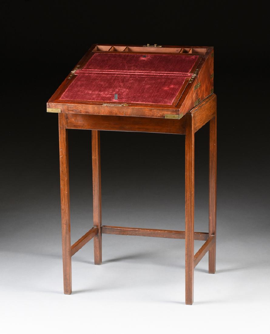A CAMPAIGN BRASS MOUNTED MAHOGANY LAPTOP WRITING BOX ON (1 of 10)
