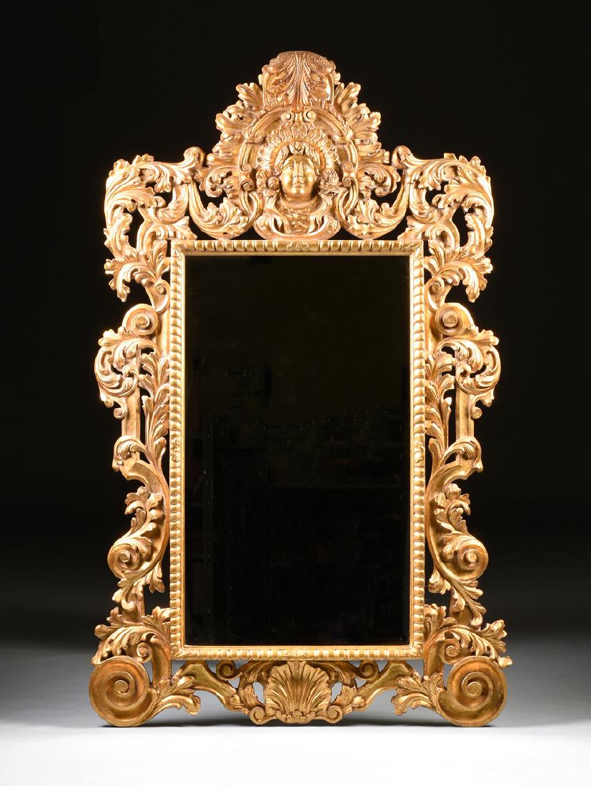 A LARGE BAROQUE STYLE GILTWOOD MIRROR, MODERN, (1 of 7)