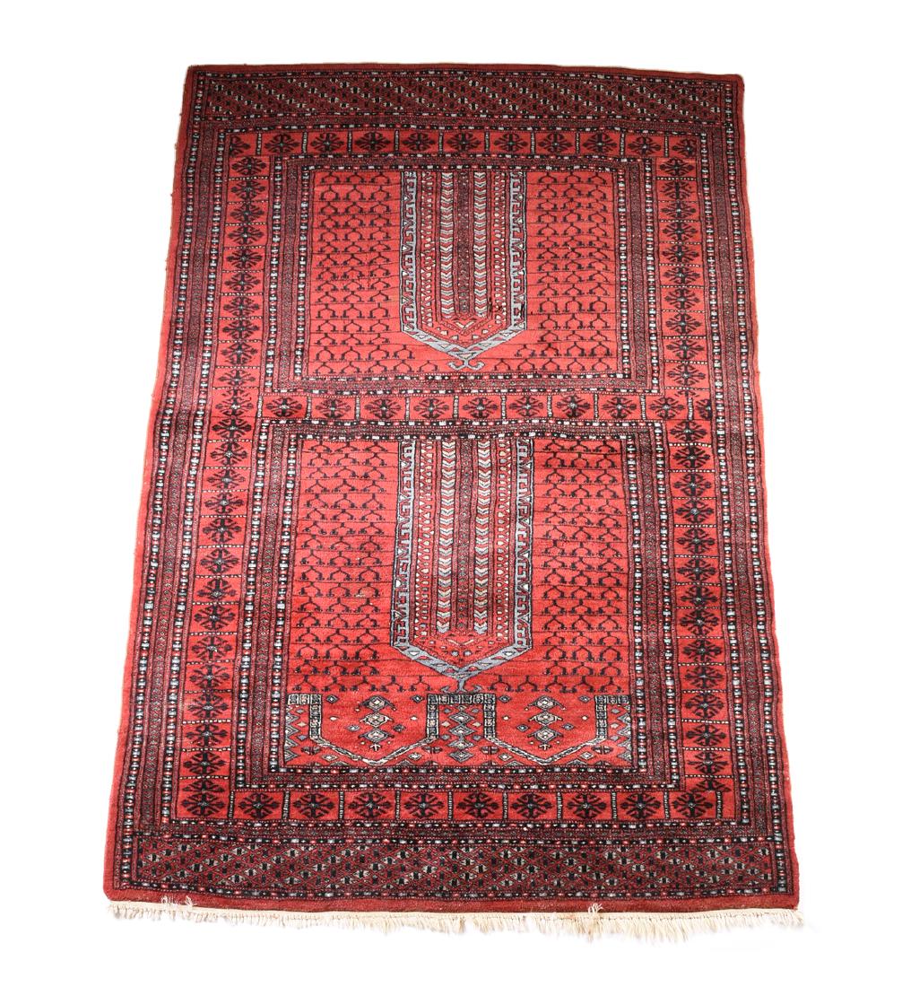 A SEMI ANTIQUE HAND WOVEN WOOL TEKKE BOKHARA RUG, CIRCA (1 of 5)
