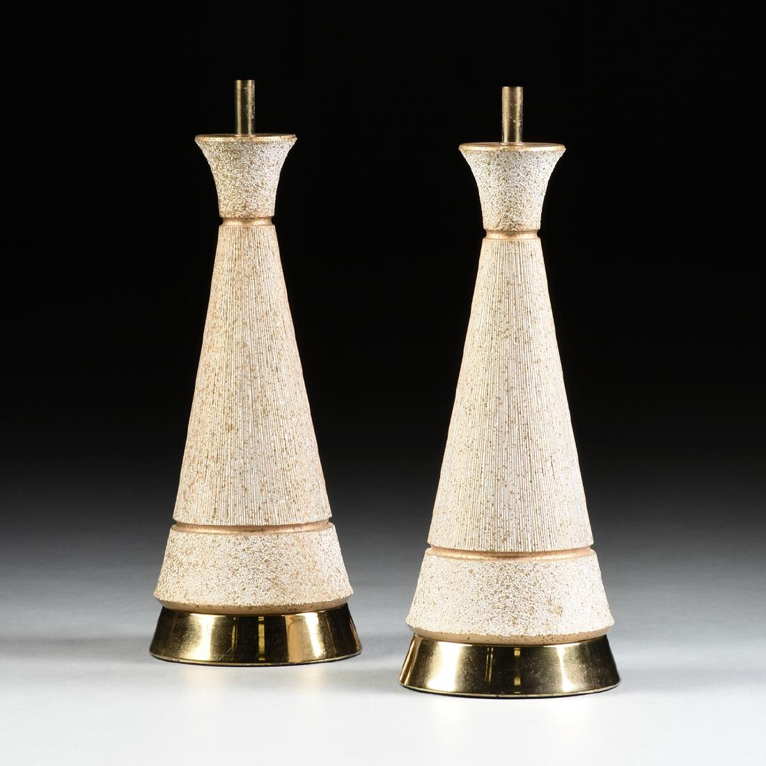 A PAIR OF VINTAGE MID CENTURY MODERN GILT AND WHITE (1 of 7)