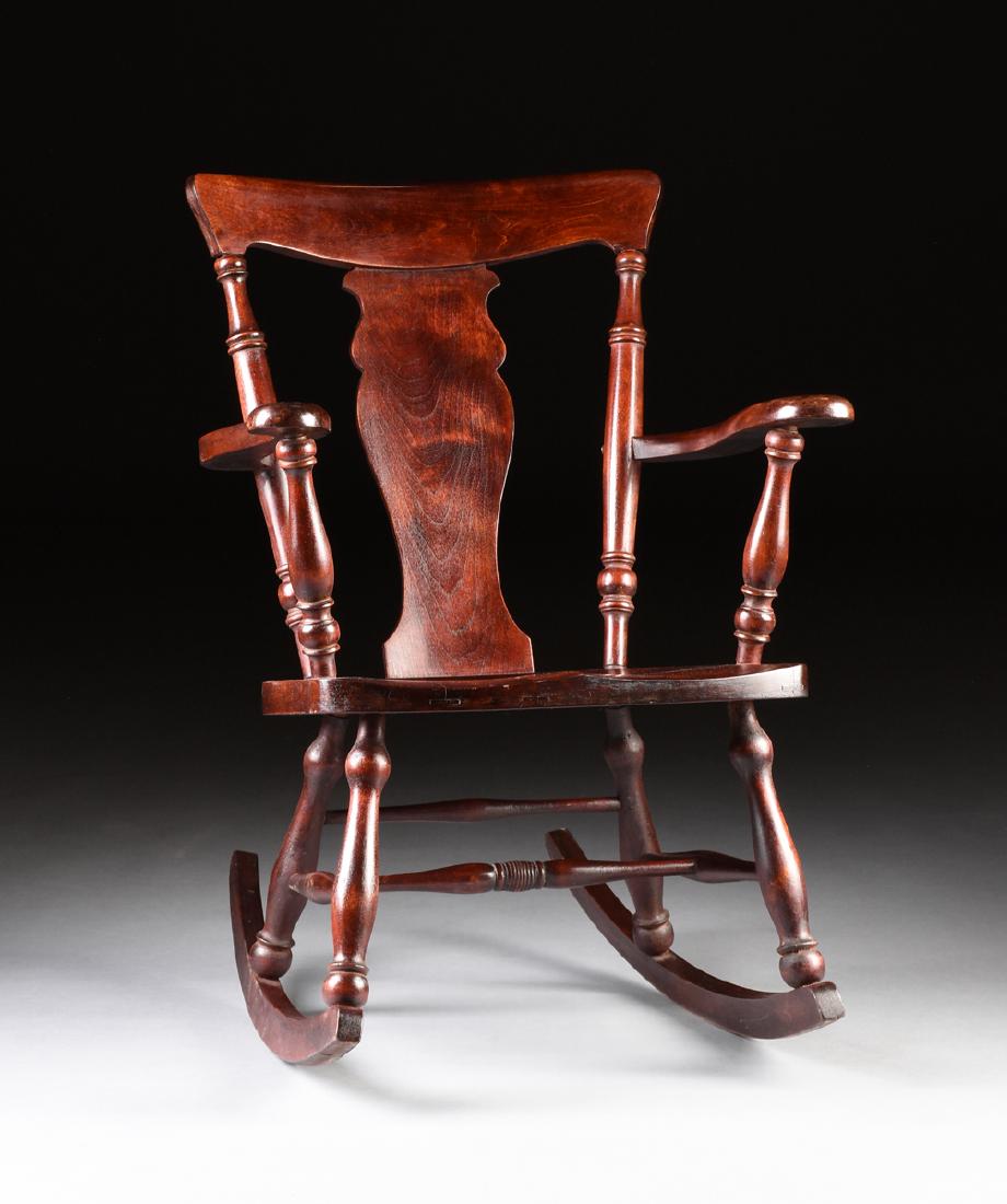 AN ANTIQUE AMERICAN LADIES SUGAR MAPLE ROCKING CHAIR, (1 of 7)