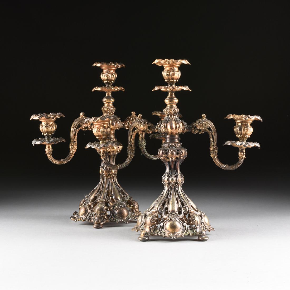 A PAIR OF REED & BARTON SILVER PLATED THREE-LIGHT (1 of 10)
