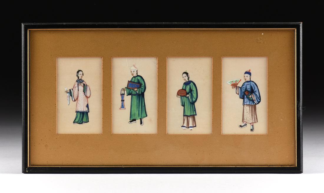 FOUR CHINESE FIGURES, A PAINTING, LATE 19TH/20TH (1 of 7)