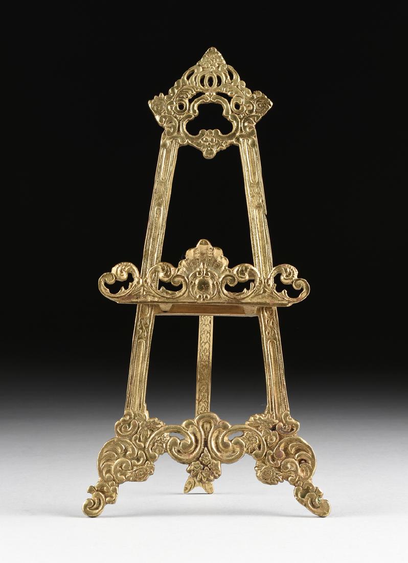 A POLISHED CAST BRASS TABLE TOP EASEL/BOOK STAND, LATE (1 of 6)
