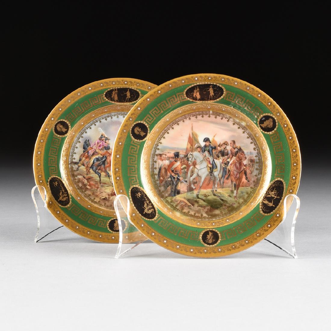 A PAIR OF AUSTRIAN PORCELAIN CABINET PLATES WITH (1 of 9)