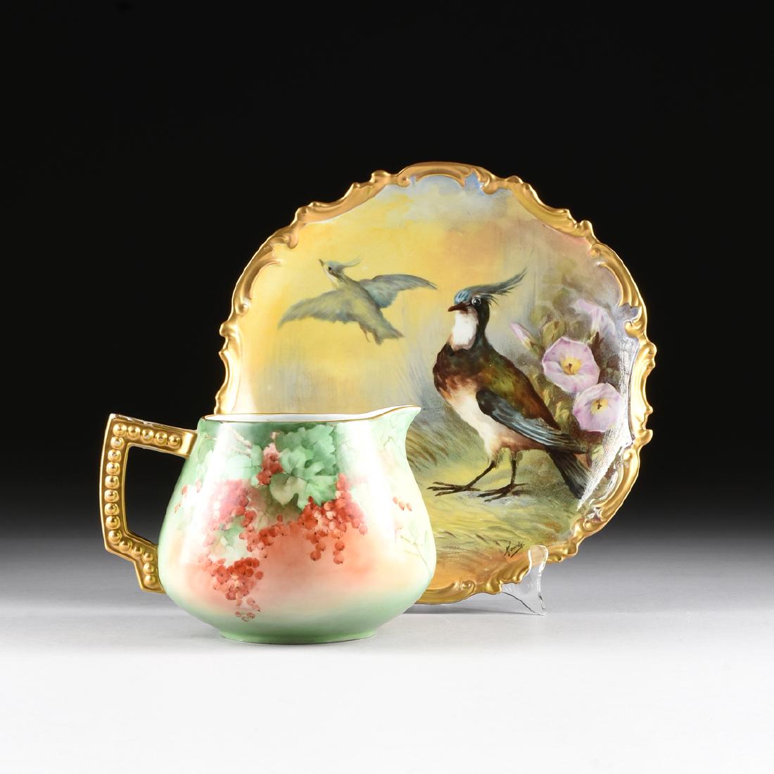 A VINTAGE PARCEL GILT AND HANDPAINTED PORCELAIN WATER (1 of 13)