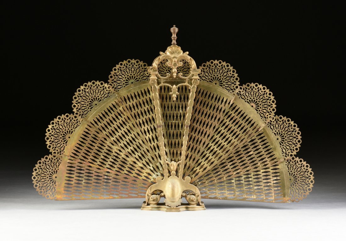 A FRENCH CAST, POLISHED, AND RETICULATED BRASS FOLDING (1 of 8)