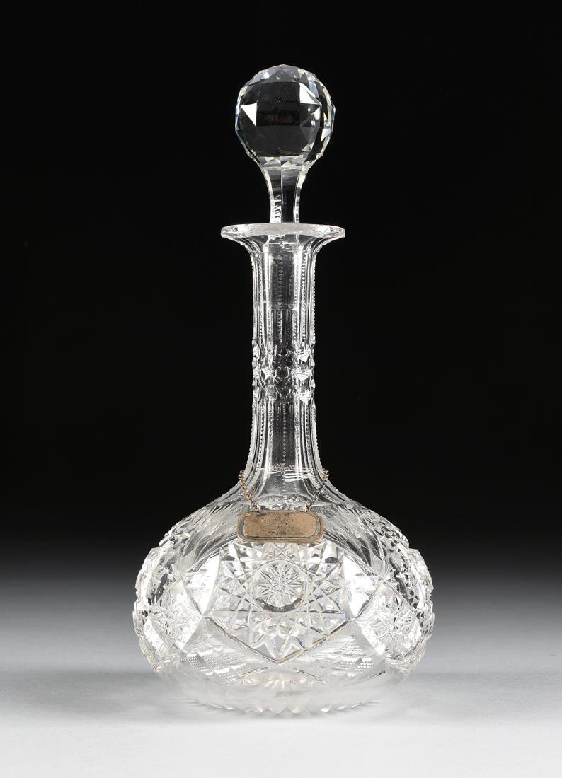 A LIBBEY BRILLIANT CUT CRYSTAL DECANTER, TOLEDO, OHIO, (1 of 8)