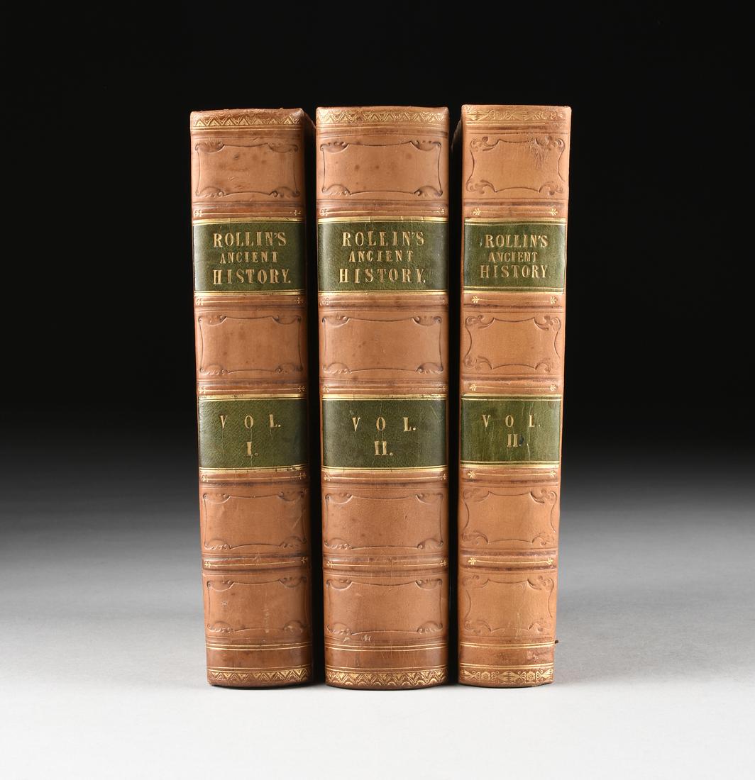 ROLLIN, CHARLES (1661- 1741) THREE VOLUMES, "The: ROLLIN, CHARLES (1661- 1741) THREE VOLUMES, "The Ancient History of the Egyptians, Carthaginians, Assyrians, Babylonians, Medes and Persians, Grecians and Macedonians," GLASGOW, BLAKIE & SON, 1845, wi
