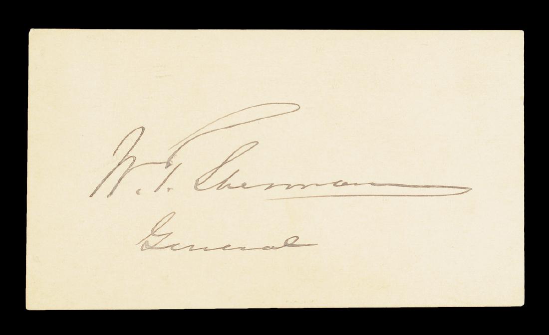 A WILLIAM TECUMSEH SHERMAN AUTOGRAPHED CARD, (1 of 1)