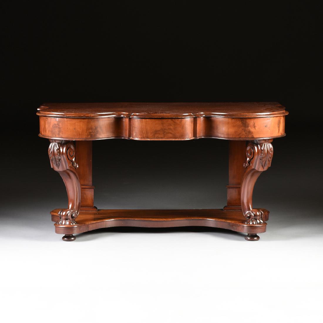 A VICTORIAN CARVED MAHOGANY CONSOLE TABLE, CIRCA (1 of 11)