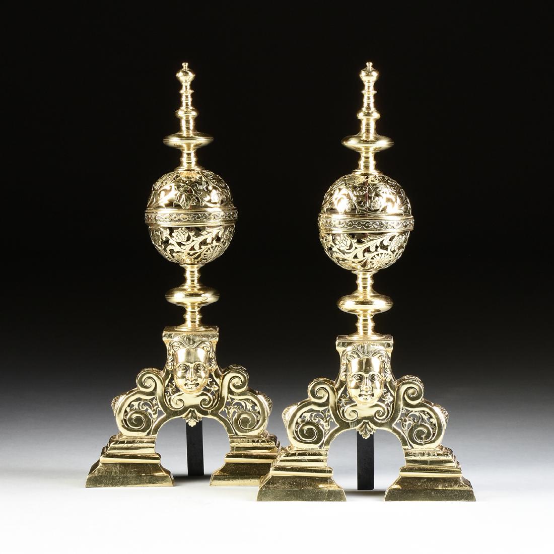 A PAIR OF CONTINENTAL BAROQUE REVIVAL POLISHED BRASS (1 of 7)
